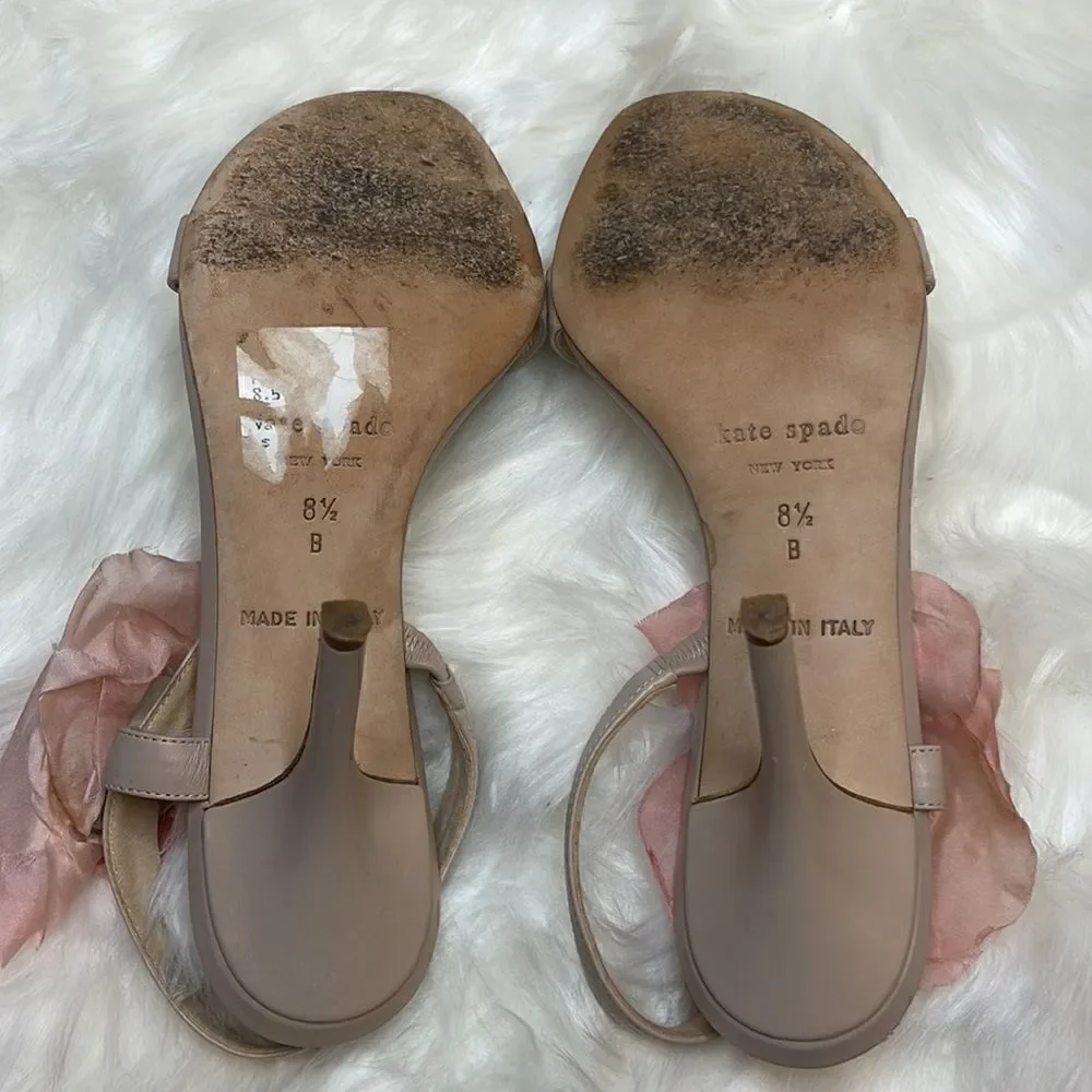 Kate Spade Lavish Powder/ Calf Blush Flower Heel Size 8.5M